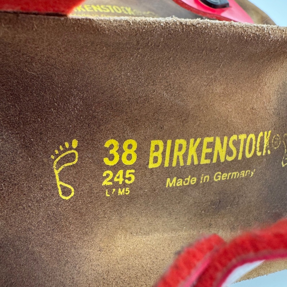 Birkenstock Gizeh Red Patent T-Strap Ankle Strap Sandals Womens 38 L7 M5 Germany - Picture 6 of 6
